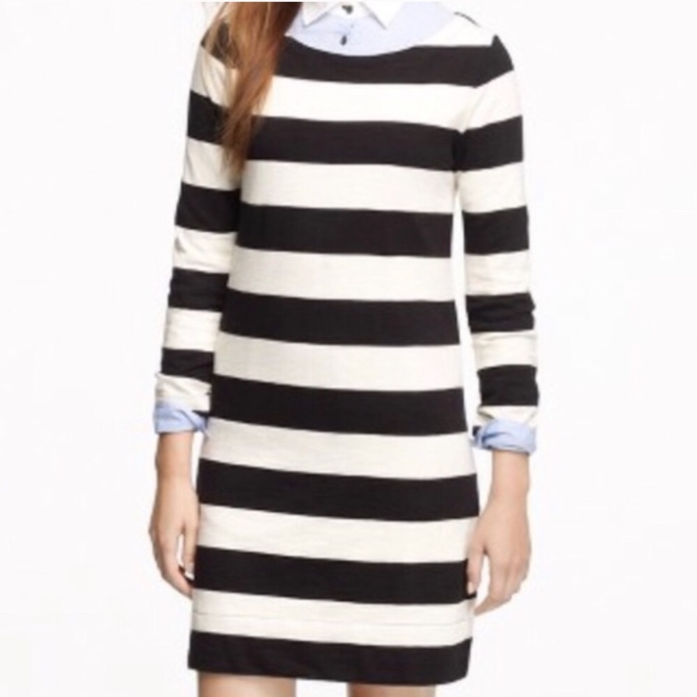 J. Crew black & white striped sweater dress